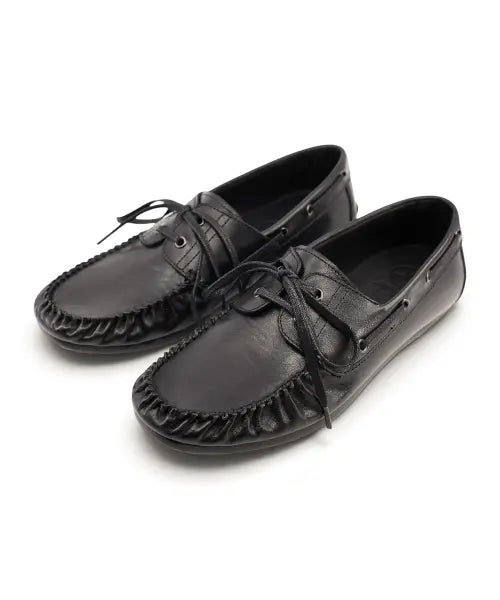 [YASE] [EXTRALIGHT] ST39 Vegetable Tanned Cowhide Shirring Boat Shoes Black / [EXTRALIGHT] ST39 베지터블 카우하이드 셔링 보트슈즈 블랙