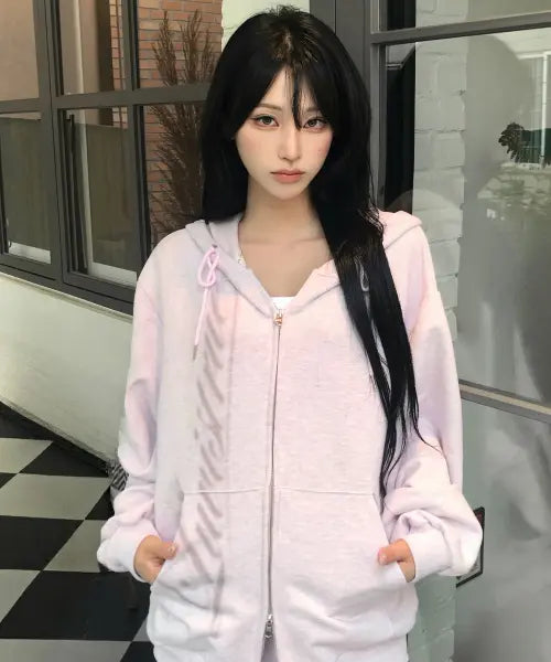 [LUVISTRUE] RL CROSS COLORSTONE HOOD ZIP UP(PINK)