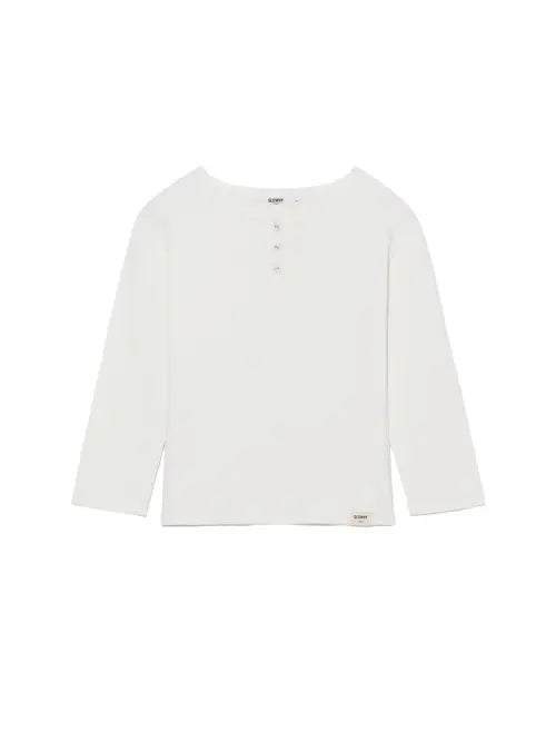 [GLOWNY] 3/4 BUTTON FLY KNIT TEE (WHITE)