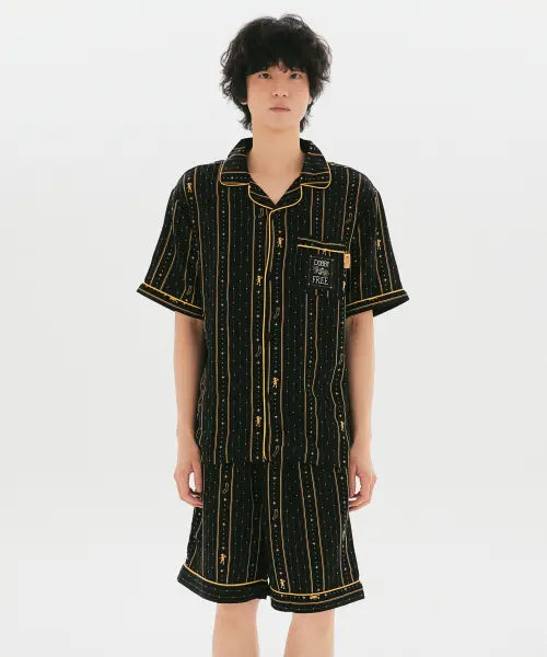 [SPAO] [Harry Potter] Hogwarts Magic Pass Short Sleeve Pajamas (Black) / [해리포터] 호그와트 매직패스 반팔 파자마(BLACK)_SPPPG25U08
