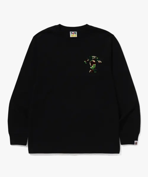 [BAPE] ABC Camo College ATS Long Sleeve T-Shirt (M) Black/Green / ABC 카모 콜리지 ATS 롱슬리브 티셔츠(M) BLACK/GREEN