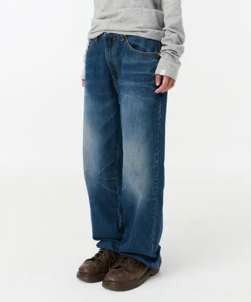 [OHESHIO] VINTAGE EMBROIDERED DENIM PANTS, INDIGO