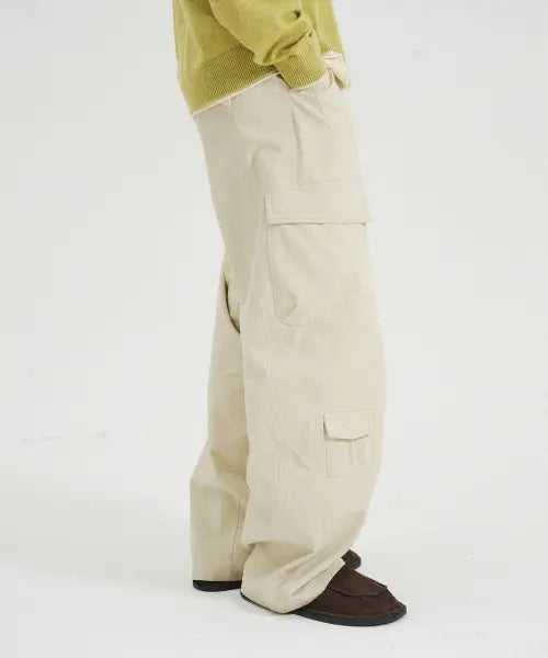 [SLOWACID] OBLIQUE POCKET CARGO PANTS [IVORY] / 오블리크 포켓 카고 팬츠 [아이보리]