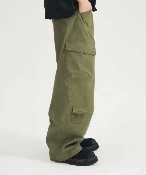 [SLOWACID] OBLIQUE POCKET CARGO PANTS [KHAKI] / 오블리크 포켓 카고 팬츠 [카키]