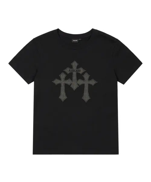 [AAKAM] Trinity Cross Half Top (Black)