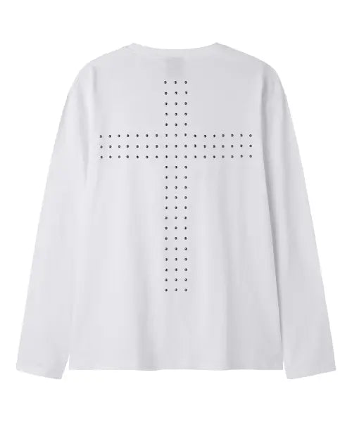 [OPENYARD(OY)] CROSS ARRAY L/S TEE - WHITE