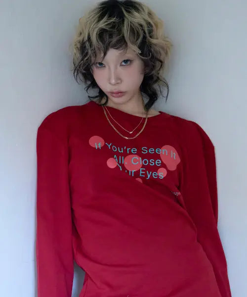 [KIKOZY] Cafri X Bubble Dot Long Sleeve_Red / Bubble Dot Long Sleeve_Red