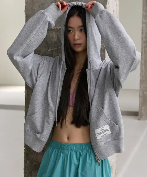 [MICHIKO LONDON KOSHINO] (Uni) Easy Cotton Hoody Zip-up Melange grey / (Uni) 이지 코튼 후드 집업 멜란지 그레이