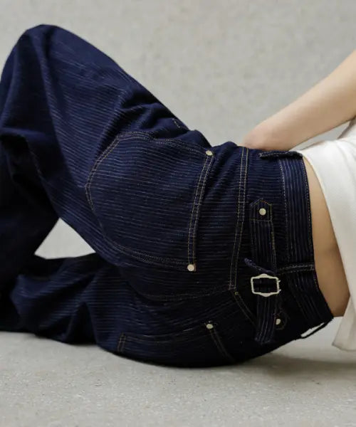 [FRENCHCHIC] Hip Mode Stripe Curve Line Wide Denim Pants / 힙모드 스트라이프 커브라인 와이드 데님팬츠_62DP2584