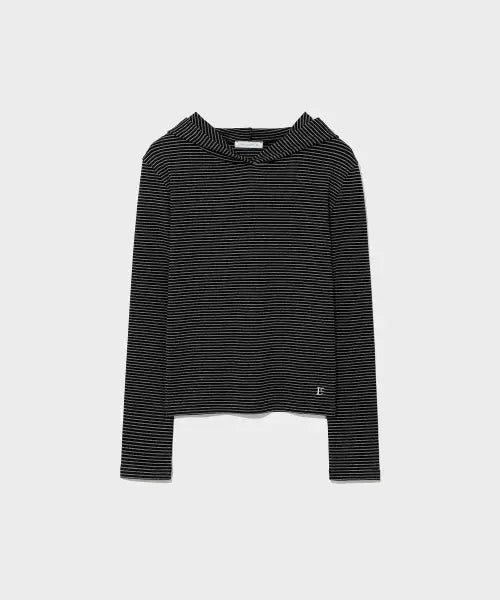 [LOW CLASSIC] Lc STRIPED HOODIE TEE_BLACK [LC263TS03BK]