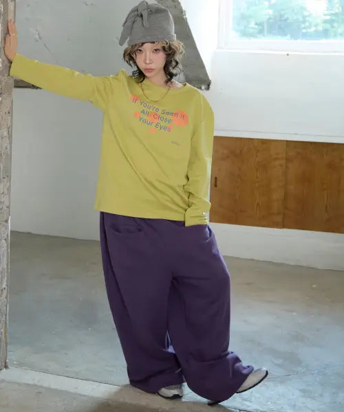 [KIKOZY] Cafri X Wide Sweat Pants_Purple / Motion Wide Sweatpants_Purple