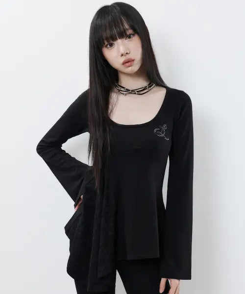 [LUVISTRUE] RL LAYERED LACE TEE(BLACK)