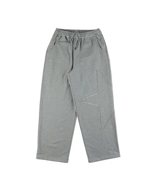 [ERTR] Star Applique Jogger Pants - Melange Grey / Star Applique Jogger Pants Melange Grey