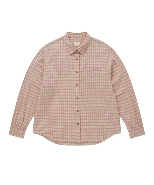 [COVERNAT WOMAN] WOMAN PATTERNED SHIRT (SEMI-OVER FIT) / 우먼 체크 포플린 셔츠 핑크