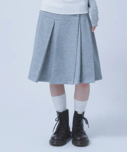 [TUOMIO] PLEATED SWEATSKIRT [HEATHER GREY]