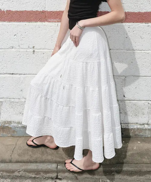 [SOFLER] TORY TIERED MAXI SKIRT_IVORY