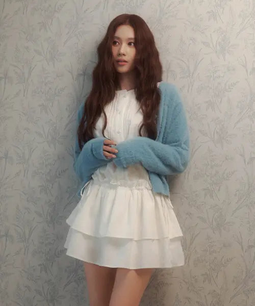[COVERNAT WOMAN] WOMAN DESIGN DRESS / 우먼 핀턱 프릴 원피스 아이보리