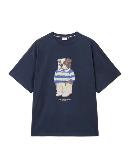 [YALE] Handsome Dan Stripe Look T-shirt_Navy / 핸섬 댄 스트라이프 룩 티셔츠_네이비