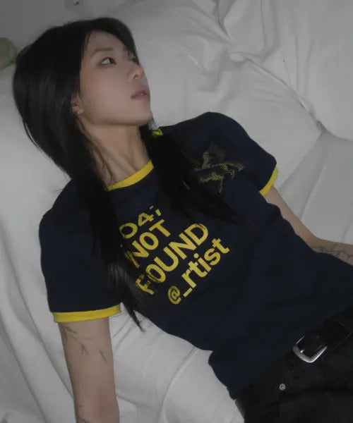 [RUU SEOUL] 404 ASCII Ringer T-Shirt Navy / 404 아스키 링거 티셔츠 네이비