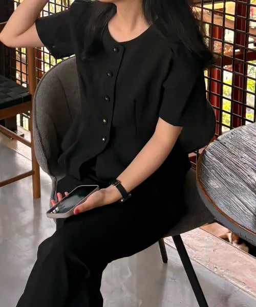 [ROEM] Jacket-style Peplum Blouse RMBLG25S11 / 자켓형 페플럼 블라우스 RMBLG25S11