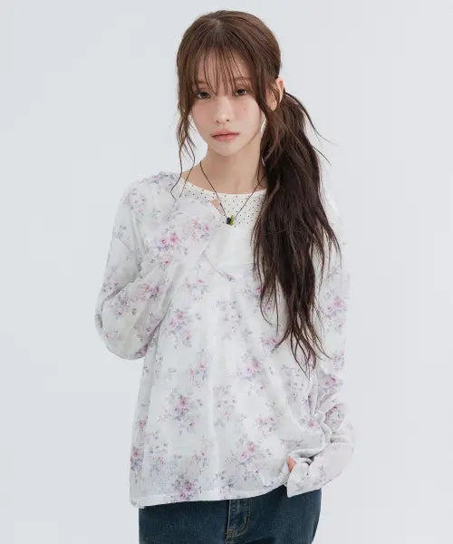 [HIGH SCHOOL DISCO] Flower Hood Long Sleeve_Mint / 플라워 후드 롱슬리브_민트