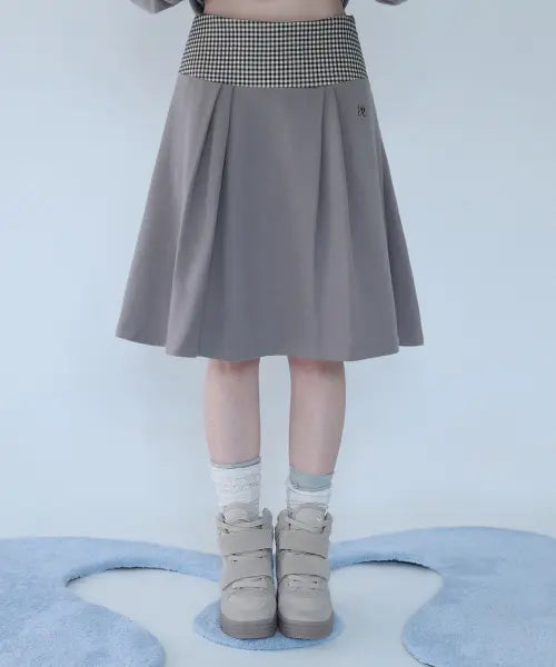 [MIRECO] MINI CHECK SWEAT SK BEIGE
