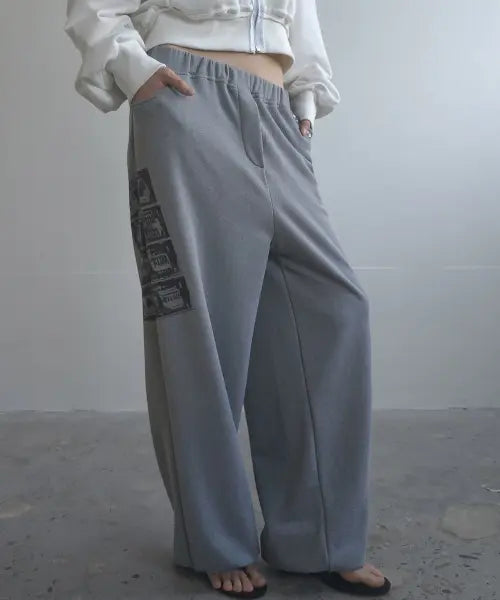 [DOGMA EHKS] STUDDED CURRENCY SWEAT PANTS GREY