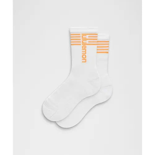 [LULULEMON] Unisex Power Stride Crew Socks *Stripe WHT CSZT / 유니섹스 파워 스트라이드 크루 삭스 *스트라이프  WHT CSZT