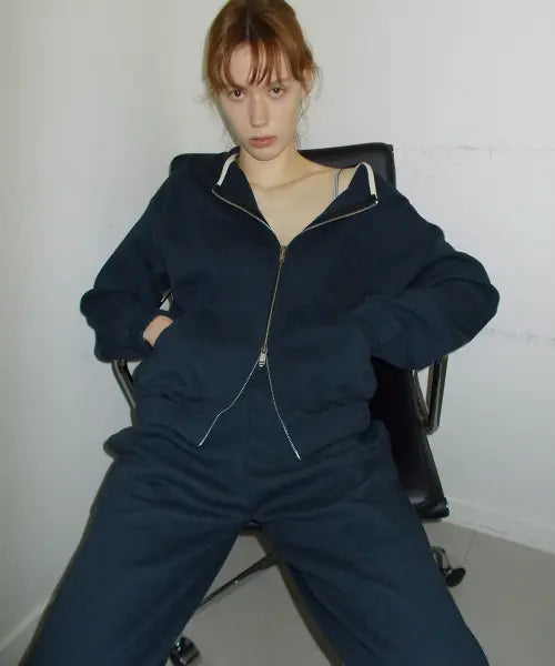[108POUND] Easy Waffle Zip Hoodie_Navy