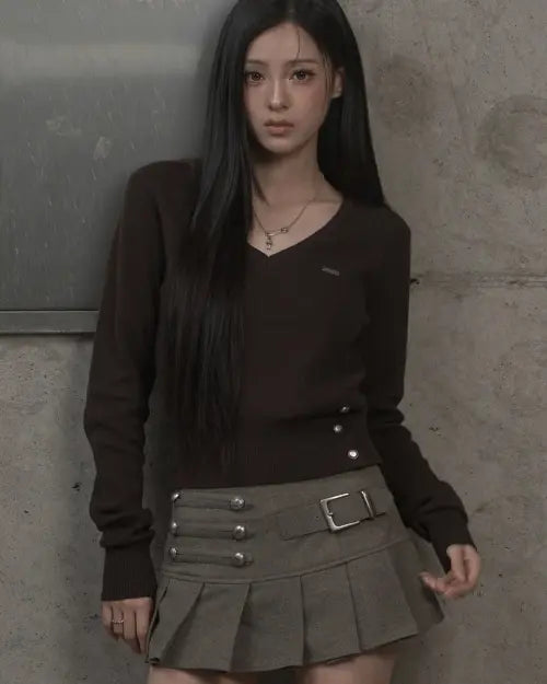 [KHAKIPOINT] Signature V-neck Knit (brown)
