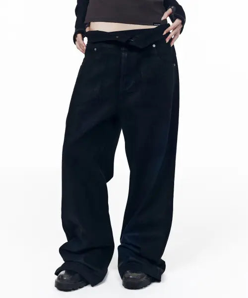 [AAKAM] Glazed Wax Denim Pants (Black)