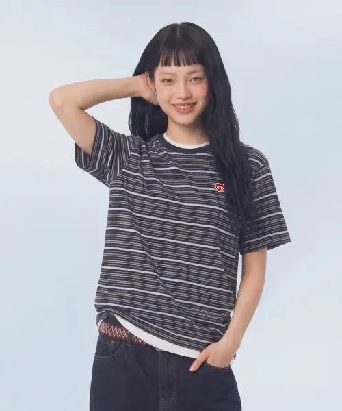 [MASMARULEZ APPAREL] Daily Cotton Stripe T-Shirt_Navy