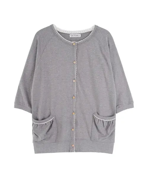 [HIGH SCHOOL DISCO] Lace Vintage Cardigan_Gray / 레이스 빈티지 가디건_그레이