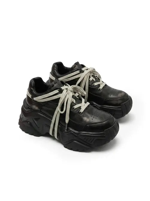 [YEEL] LACE PLATFORM SNEAKERS BLACK