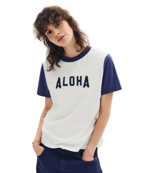 [HELLO SUNRISE] Aloha 2Tone Tee(W)_White