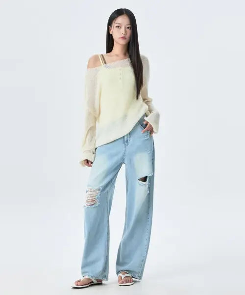 [MIXXO] Boat Neck Relaxed Fit Knit MIWKAG926T / 보트넥 루즈핏 니트_MIWKAG926T