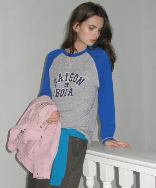 [ROLAROLA] MASION DE ROLA REGLAN LONG SLEEVE M/GY+BL