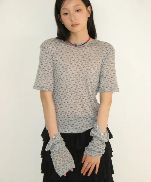 [RONRON] DETACHABLE BUTTON SLIM LONG SLEEVE GREY
