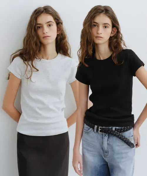 [URAGO] [2PACK] Essential half t-shirt