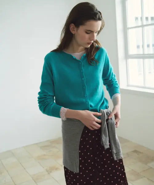 [ROLAROLA] ROUND CARDIGAN AQUA BLUE