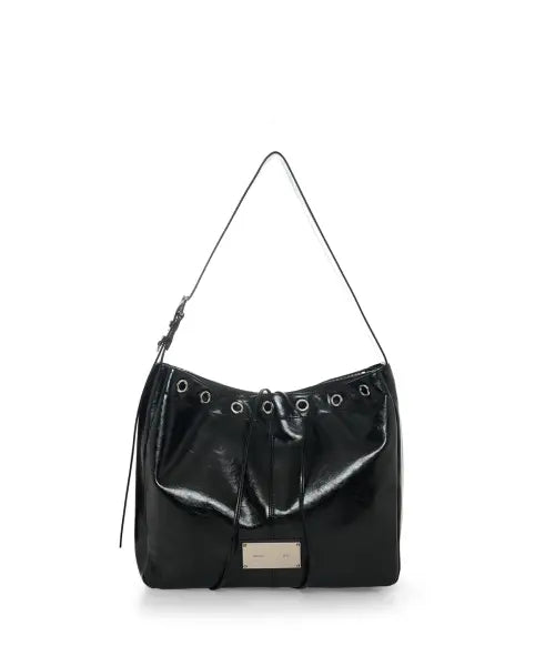 [MATIN KIM] MATIN EYELET POINT LAYERED BIG SHOULDER BAG IN BLACK