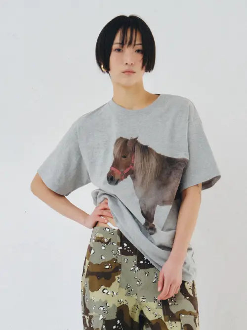 [PLZPROJECT] HORSE T-SHIRT, HEATHER GRAY