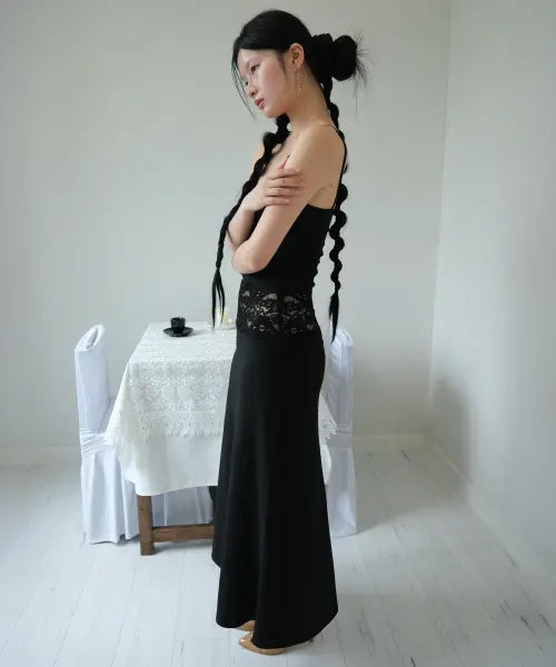 [LOSESLEEPOVER] Lace Meadow Dress *Black / 레이스 매도우 드레스 *블랙