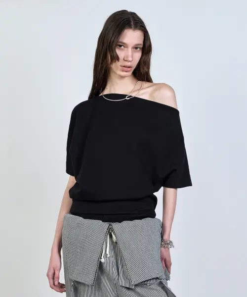 [NACHE] FOLDED DRAPING SWEATSHIRT BLACK