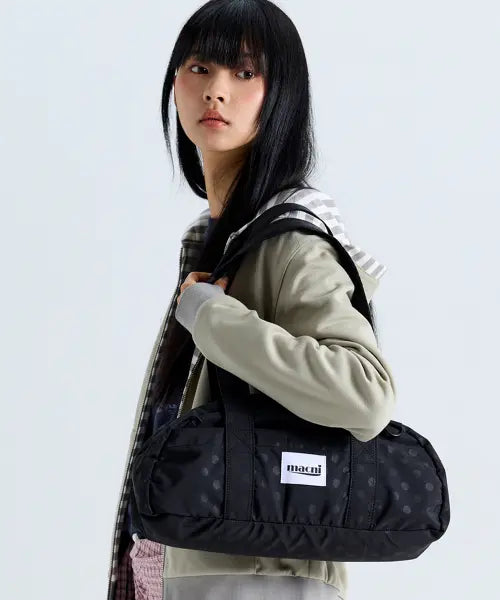 [MACNI] DUFFLE SHOULDER BAG DOT BLACK