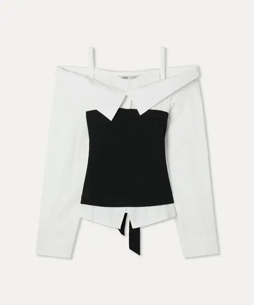 [MIXXO] Layered Off-Shoulder Blouse / 레이어드 오프숄더 블라우스_MIWBLG931G