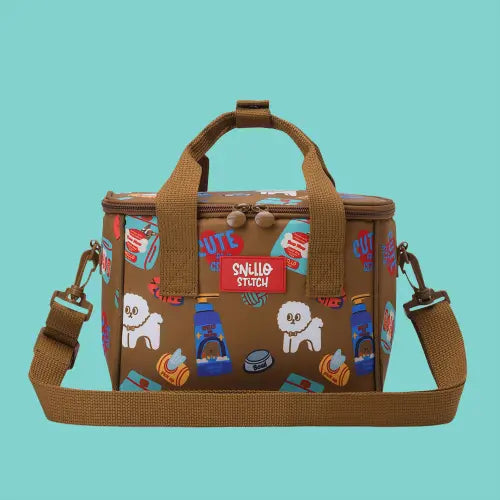 [SNILLOSTITCH] LUNCH SHOULDER STRAP COOLER BAG DOG BROWN / 런치 쿨러백 숄더 스트랩 도그 브라운