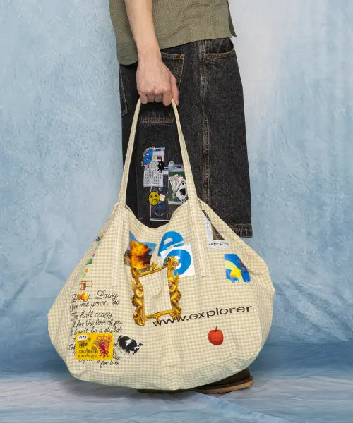 [GLACK] GB018 Multi Frame Check Tote Bag (Green) / GB018 멀티 프레임 체크 토트백 (GREEN)