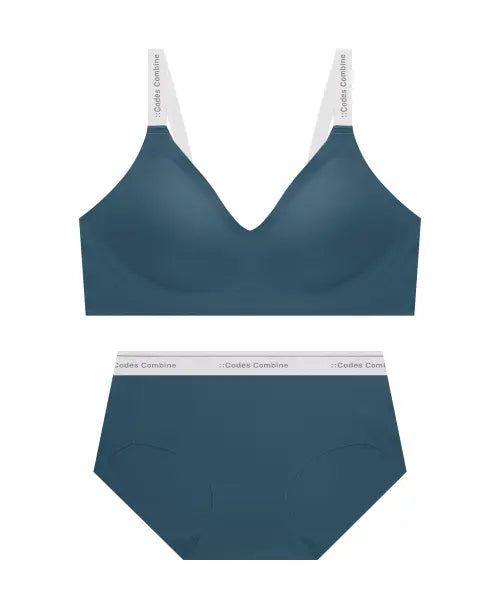 [CODES COMBINE INNERWEAR] Lift-up Volume Integrated No-Hook Seamless Bra Panty Set_Deep Blue / 리프트업 볼륨일체형 노후크 심리스 브라팬티 세트_딥블루