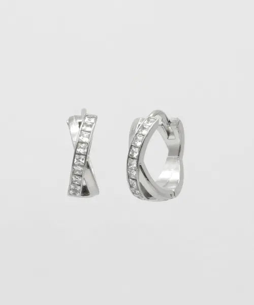 [IAMJ] Interline Cubic Ear Rings / 인터라인 큐빅 원터치 귀걸이